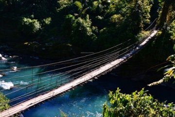 hanging bridge over kurung river arunachal pradesh india